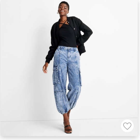 Mid-Rise Cargo Jeans Future Collective Kahlana Barfield Brown Medium Wash Denim - Picture 4 of 6